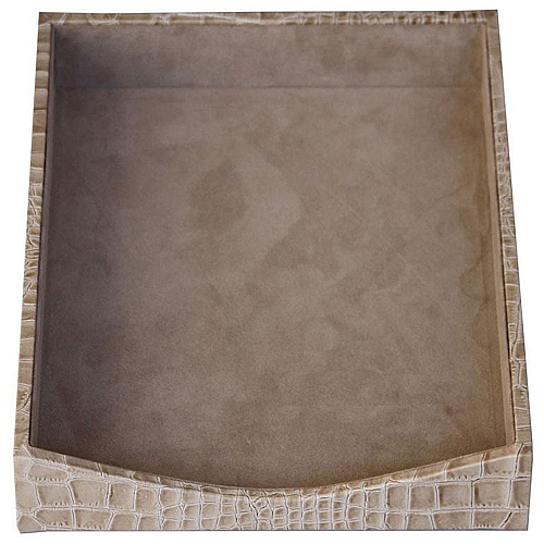 Protacini Breeze Beige Italian Patent Leather 7-Piece Desk Set Leather, Velveteen - Beige - 1 Each (D6304)