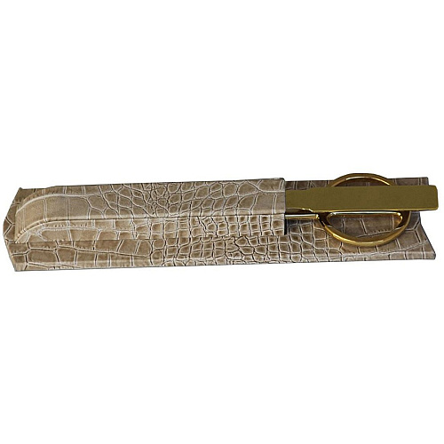 Protacini Breeze Beige Italian Patent Leather 7-Piece Desk Set Leather, Velveteen - Beige - 1 Each (D6304)