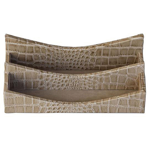 Protacini Breeze Beige Italian Patent Leather 7-Piece Desk Set Leather, Velveteen - Beige - 1 Each (D6304)