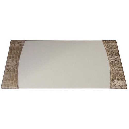 Protacini Breeze Beige Italian Patent Leather 7-Piece Desk Set Leather, Velveteen - Beige - 1 Each (D6304)