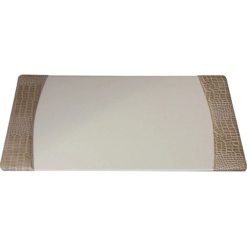 Protacini Breeze Beige Italian Patent Leather 3-Piece Desk Set Leather, Velveteen - Beige - 1 Each (D6337)