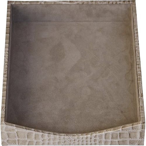 Protacini Breeze Beige Italian Patent Leather 3-Piece Desk Set Leather, Velveteen - Beige - 1 Each (D6337)