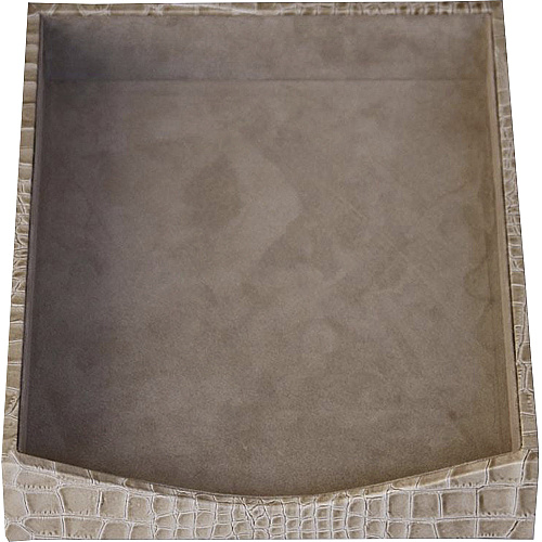 Protacini Breeze Beige Italian Patent Leather 3-Piece Desk Set Leather, Velveteen - Beige - 1 Each (D6337)