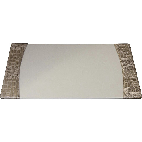 Protacini Breeze Beige Italian Patent Leather 3-Piece Desk Set Leather, Velveteen - Beige - 1 Each (D6337)