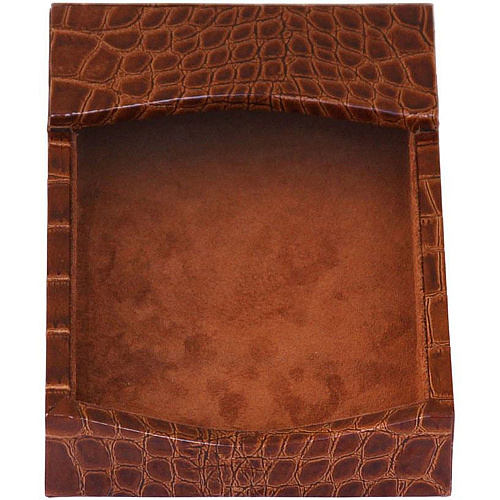Protacini Cognac Brown Italian Patent Leather 7-Piece Desk Set Leather, Velveteen - Brown - 1 Each (D6104)