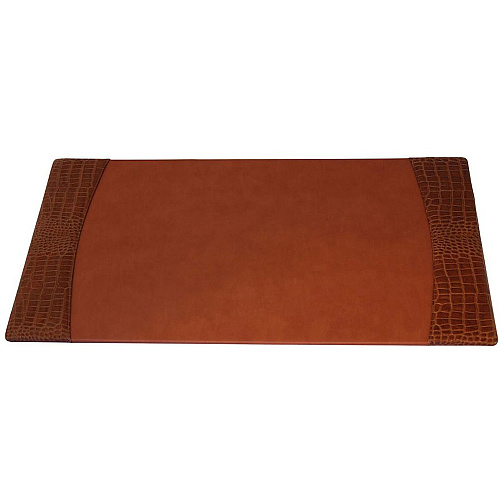Protacini Cognac Brown Italian Patent Leather 7-Piece Desk Set Leather, Velveteen - Brown - 1 Each (D6104)
