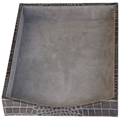 Protacini Castlerock Gray Italian Patent Leather 7-Piece Desk Set Leather, Velveteen - Gray - 1 Each (D6204)