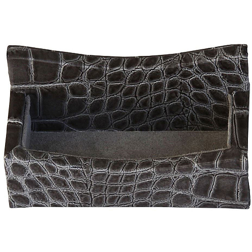Protacini Castlerock Gray Italian Patent Leather 7-Piece Desk Set Leather, Velveteen - Gray - 1 Each (D6204)