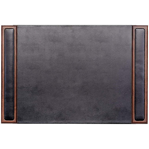 Dacasso Walnut & Leather Desk Set Velveteen, Leather, Walnut - Black - 1 Each (D8407)
