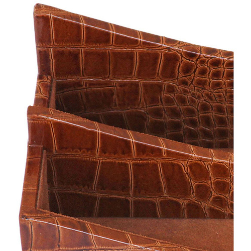 Protacini Cognac Brown Italian Patent Leather Letter Holder Italian Leather, Velveteen, Suede - Cognac Brown - 1 Each (A6108)