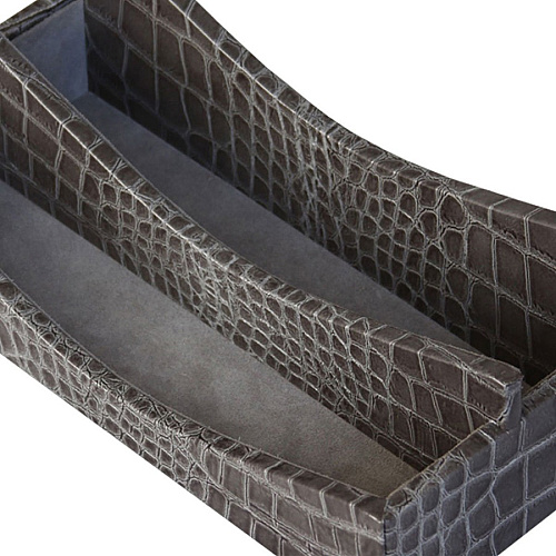 Protacini Castlerock Gray Italian Patent Leather Letter Holder Italian Leather, Velveteen, Suede - Castlerock Gray - 1 Each (A6208)