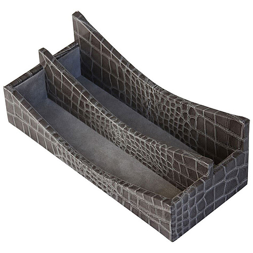 Protacini Castlerock Gray Italian Patent Leather Letter Holder Italian Leather, Velveteen, Suede - Castlerock Gray - 1 Each (A6208)
