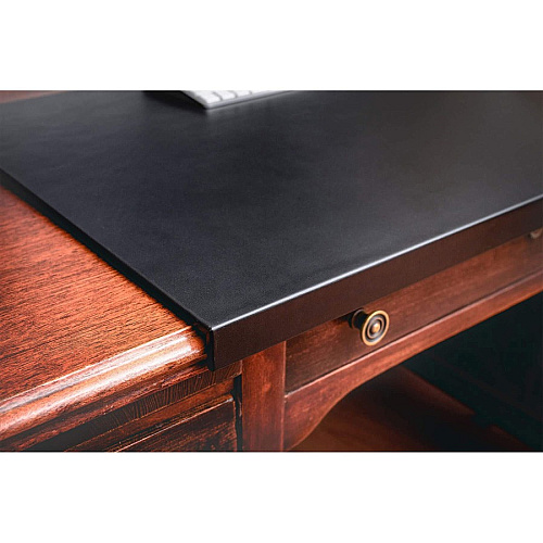 Dacasso Leather Fixation Lip Desk Mat Rectangular - 30" Width - Top Grain Leather, Velveteen - Black - 1 Each (P1039)