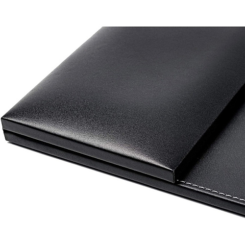 Dacasso Leather Folding Side Rails Desk Mat Rectangular - 34" Width - Top Grain Leather, Velveteen, Leatherette - Black - 1 Each (P1041)