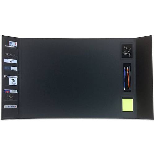 Dacasso Leather Folding Side Rails Desk Mat Rectangular - 34" Width - Top Grain Leather, Velveteen, Leatherette - Black - 1 Each (P1041)