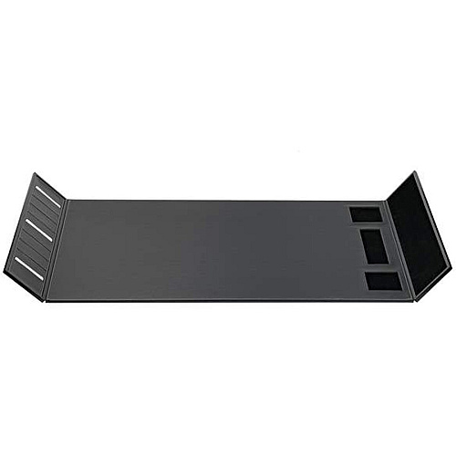 Dacasso Leather Folding Side Rails Desk Mat Rectangular - 34" Width - Top Grain Leather, Velveteen, Leatherette - Black - 1 Each (P1041)