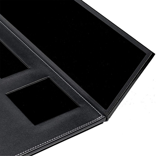 Dacasso Leather Folding Side Rails Desk Mat Rectangular - 34" Width - Top Grain Leather, Velveteen, Leatherette - Black - 1 Each (P1041)