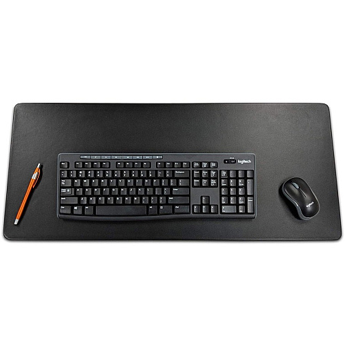 Dacasso Leather Keyboard/Mouse Desk Mat Rectangular - 30" Width - Top Grain Leather, Velveteen - Black - 1 Each (P1042)