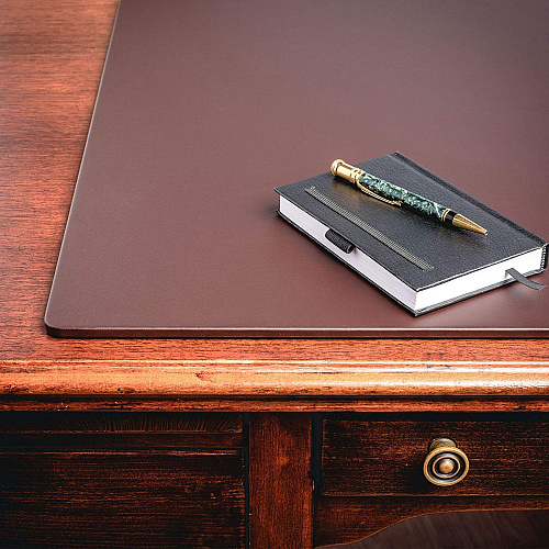 Dacasso Leatherette Desk Mat Rectangular - 30" Width - Leatherette, Velveteen - Chocolate Brown - 1 Each (P3434)