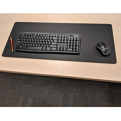 Dacasso Leatherette Keyboard/Mouse Desk Mat Rectangular - 30" Width - Leatherette, Velveteen - Black - 1 Each (P1043)