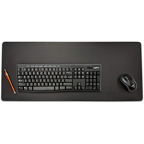 Dacasso Leatherette Keyboard/Mouse Desk Mat Rectangular - 30" Width - Leatherette, Velveteen - Black - 1 Each (P1043)