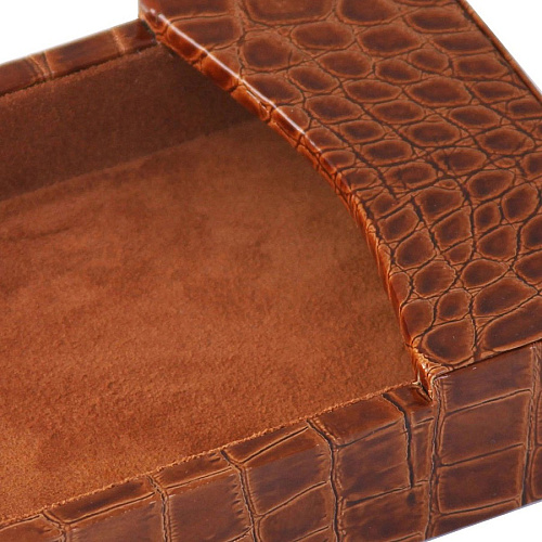 Protacini Cognac Brown Italian Patent Leather 4" x 6" Memo Holder 4" Height x 6" Width - Italian Leather, Suede - Cognac Brown - 1 Each (A6109)