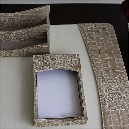 Protacini Breeze Beige Italian Patent Leather 4" x 6" Memo Holder 4" Height x 6" Width - Italian Leather, Suede - Breeze Beige - 1 Each (A6309)