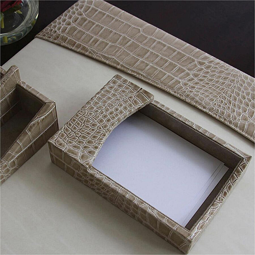 Protacini Breeze Beige Italian Patent Leather 4" x 6" Memo Holder 4" Height x 6" Width - Italian Leather, Suede - Breeze Beige - 1 Each (A6309)