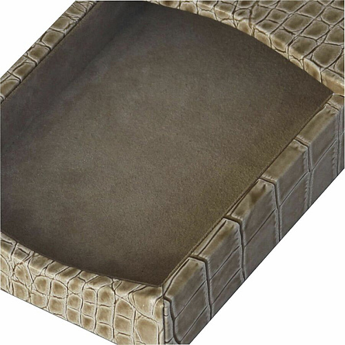 Protacini Breeze Beige Italian Patent Leather 4" x 6" Memo Holder 4" Height x 6" Width - Italian Leather, Suede - Breeze Beige - 1 Each (A6309)