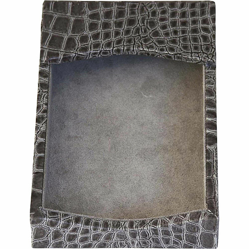 Protacini Castlerock Gray Italian Patent Leather 4" x 6" Memo Holder 4" Height x 6" Width - Italian Leather, Suede - Castlerock Gray - 1 Each (A6209)