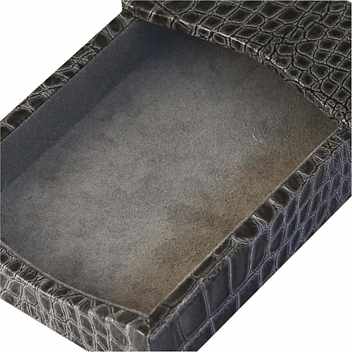 Protacini Castlerock Gray Italian Patent Leather 4" x 6" Memo Holder 4" Height x 6" Width - Italian Leather, Suede - Castlerock Gray - 1 Each (A6209)