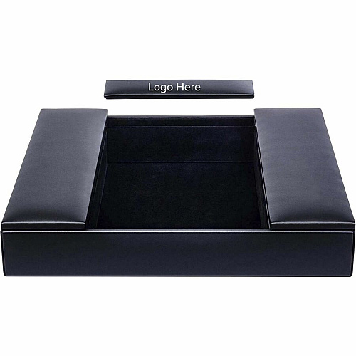 Dacasso Leatherette Enhanced Conference Room Organizer Desktop - Black - Leatherette, Velveteen - 1 Each (A1390)