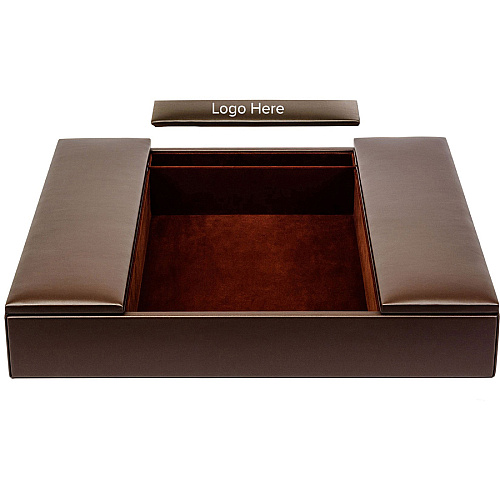 Dacasso Leatherette Enhanced Conference Room Organize Desktop - Chocolate Brown - Leatherette, Velveteen - 1 Each (A3390)