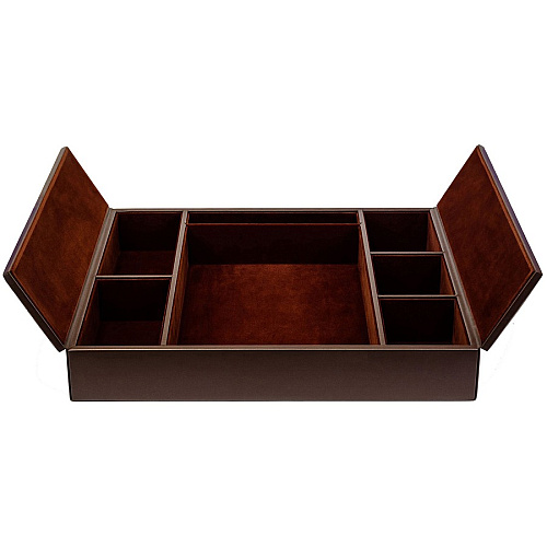Dacasso Leatherette Enhanced Conference Room Organize Desktop - Chocolate Brown - Leatherette, Velveteen - 1 Each (A3390)