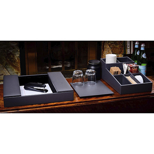 Dacasso Leatherette Enhanced Conference Room Organizer Desktop - Gray - Leatherette, Velveteen - 1 Each (A4290)