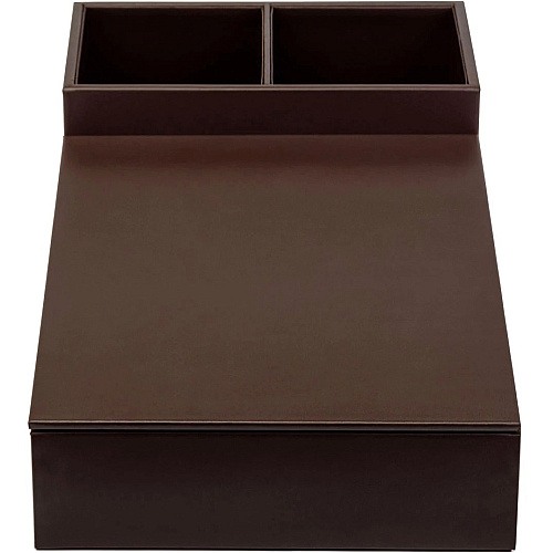 Dacasso Leather Coffee Condiment Organizer Removable Lid - Chocolate Brown - Top Grain Leather, Velveteen, Leatherette - 1 Each (A3428)
