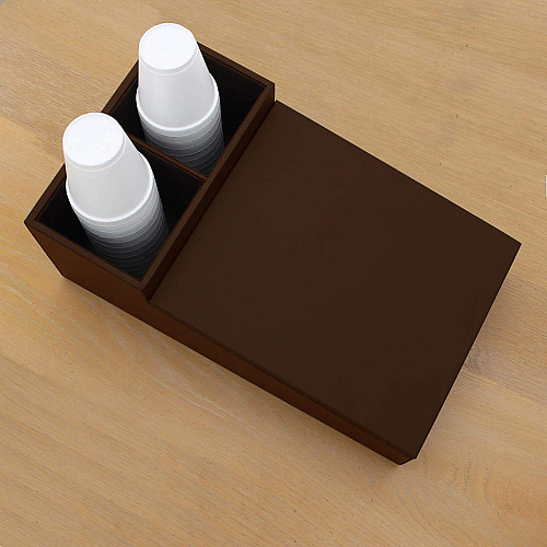 Dacasso Leather Coffee Condiment Organizer Removable Lid - Chocolate Brown - Top Grain Leather, Velveteen, Leatherette - 1 Each (A3428)