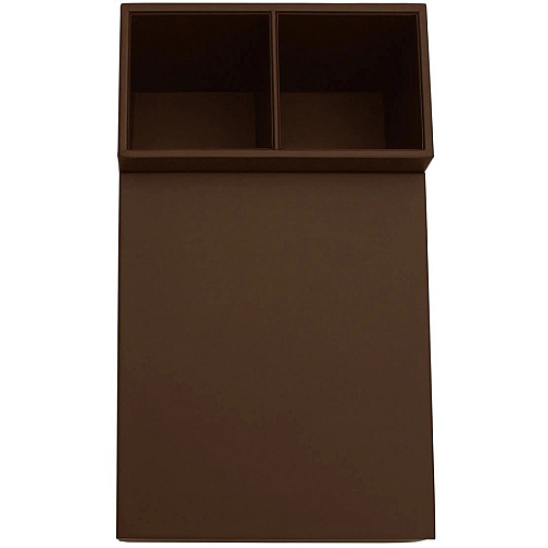 Dacasso Leather Coffee Condiment Organizer Removable Lid - Chocolate Brown - Top Grain Leather, Velveteen, Leatherette - 1 Each (A3428)