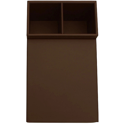 Dacasso Leather Coffee Condiment Organizer Removable Lid - Chocolate Brown - Top Grain Leather, Velveteen, Leatherette - 1 Each (A3428)