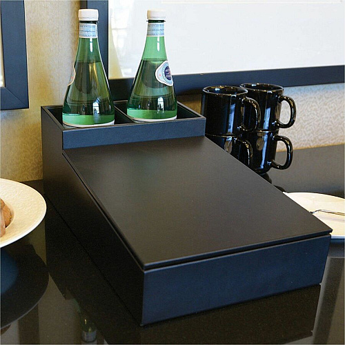 Dacasso Leatherette Coffee Condiment Organizer Removable Lid - Black - Velveteen, Leatherette - 1 Each (A1328)