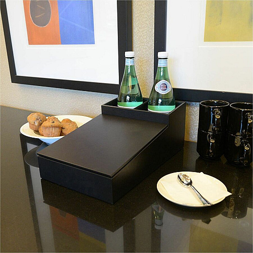 Dacasso Leatherette Coffee Condiment Organizer Removable Lid - Black - Velveteen, Leatherette - 1 Each (A1328)