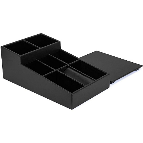 Dacasso Leatherette Coffee Condiment Organizer Removable Lid - Black - Velveteen, Leatherette - 1 Each (A1328)