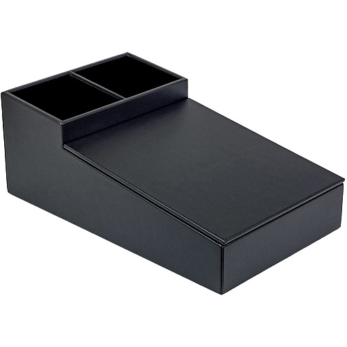 Dacasso Leatherette Coffee Condiment Organizer Removable Lid - Black - Velveteen, Leatherette - 1 Each (A1328)