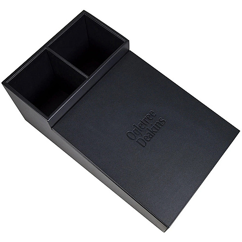 Dacasso Leatherette Coffee Condiment Organizer Removable Lid - Black - Velveteen, Leatherette - 1 Each (A1328)