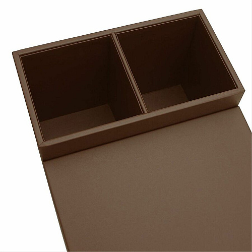 Dacasso Leatherette Coffee Condiment Organizer Removable Lid - Chocolate Brown - Velveteen, Leatherette - 1 Each (A3328)