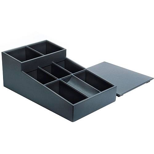 Dacasso Leatherette Coffee Condiment Organizer Removable Lid - Gray - Velveteen, Leatherette - 1 Each (A4228)