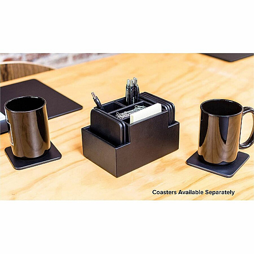 Dacasso Desktop Organizer 8 x Coaster - Desktop - Black - Top Grain Leather, Velveteen - 1 Each (A1348)