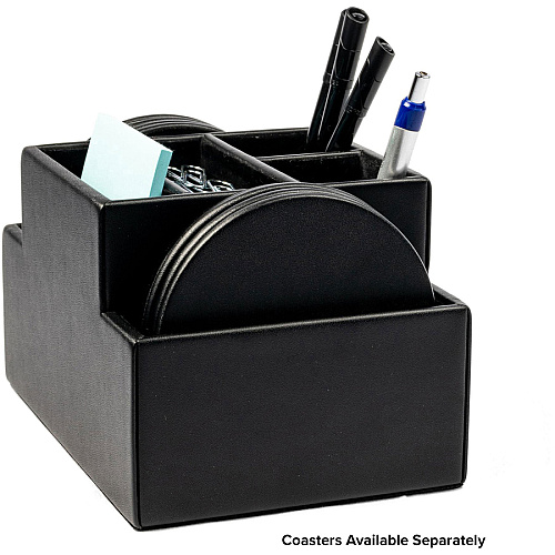Dacasso Desktop Organizer 8 x Coaster - Desktop - Black - Top Grain Leather, Velveteen - 1 Each (A1348)