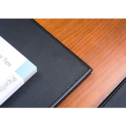 Dacasso Leatherette Conference Table Pad Rectangular - 17" Width - Leatherette, Velveteen - Black - 1 Each (P1347)