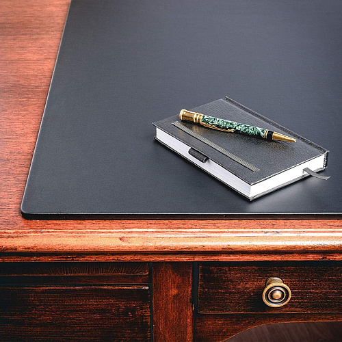 Dacasso Leatherette Conference Pad Rectangular - 22" Width - Leatherette, Velveteen - Black - 1 Each (P1057)